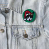 Frohe Weihnachten Schwarz-Weiß Katze Button (Beispiel)