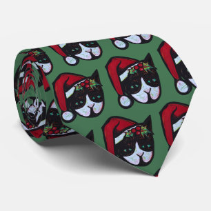 Frohe Weihnachten Schwarz-Weiß Katze Krawatte