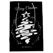 Frohe Weihnachten Schwarz-weiß Minimal Moderner Ur Mittlere Geschenktüte (Vorderseite)