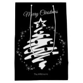 Frohe Weihnachten Schwarz-weiß Minimal Moderner Ur Mittlere Geschenktüte (Rückseite)