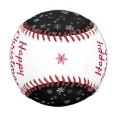 Frohe Weihnachten Schwarz-Weiß-Schneeflocke Muster Baseball (Rückseite)