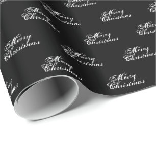Frohe Weihnachten Schwarz-Weiß-Schrift Kalligraphi Geschenkpapier
