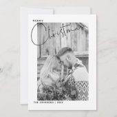 Frohe Weihnachten Schwarz & Weiß Script Foto First (Vorderseite)