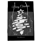 Frohe Weihnachten Schwarz-weiß Stripe Moderner Url Mittlere Geschenktüte (Vorderseite)