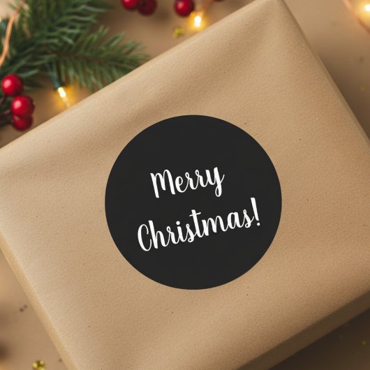 Frohe Weihnachten Schwarz & Weiß Typografie Runder Aufkleber