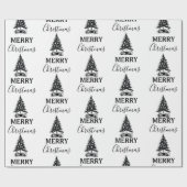 Frohe Weihnachten Schwarz & Weiß Vintagen Weihnach Geschenkpapier (Flach)