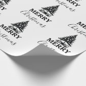 Frohe Weihnachten Schwarz & Weiß Vintagen Weihnach Geschenkpapier (Ecke)