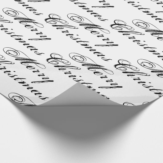 Frohe Weihnachten Schwarz-weiße Kalligraphie elega Geschenkpapier (Ecke)