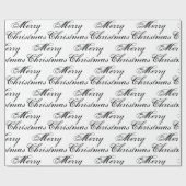 Frohe Weihnachten Schwarz-weiße Kalligraphie elega Geschenkpapier (Flach)