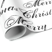 Frohe Weihnachten Schwarz-weiße Kalligraphie elega Geschenkpapier (Rolleneckpunkt)