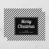 Frohe Weihnachten Schwarz-weiße Streifen Postkarte (Vorne/Hinten)