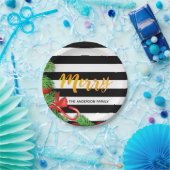 Frohe Weihnachten Schwarz-weißen Streifen Rote Dek Pappteller (Party)