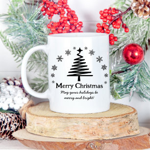 frohe Weihnachten schwarz weißer Feiertagsbaum sch Kaffeetasse