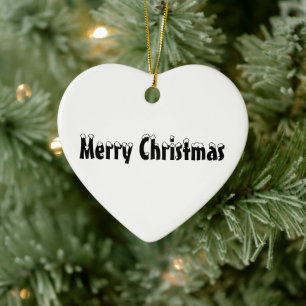 Frohe Weihnachten Schwarz-weißer Schneetext niedl Keramik Ornament