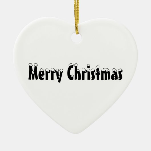 Frohe Weihnachten Schwarz-weißer Schneetext niedli Keramik Ornament (Vorne)