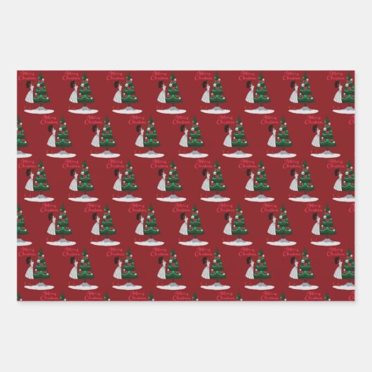 Frohe Weihnachten Schwarze Amerikanerin Geschenkpapier Set (Vorderseite 2)