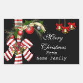 Frohe Weihnachten Schwarze Balls Gold Xmas Party Rechteckiger Aufkleber (Vorderseite)