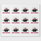 Frohe Weihnachten Schwarze Bären Geschenkpapier (Flach)