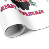Frohe Weihnachten Schwarze Bären Geschenkpapier (Rolleneckpunkt)