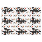 Frohe Weihnachten Schwarze Bäume Weiße Schneemann Tischdecke (Vorderseite (Horizontal))