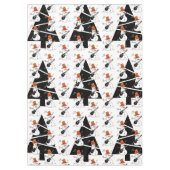 Frohe Weihnachten Schwarze Bäume Weiße Schneemann Tischdecke (Vorderseite)