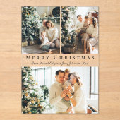 Frohe Weihnachten schwarze Drehbuch 3 Fotos Urlaub Acryleinladungen (Vorderseite)