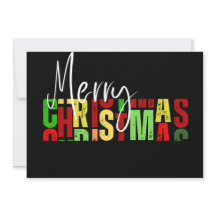 Frohe Weihnachten Schwarze farbenfrohe Grußkarte