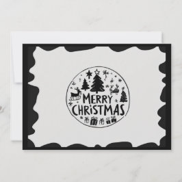 Frohe Weihnachten schwarze Flat Holiday Card