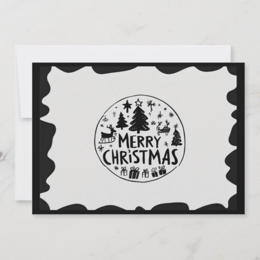Frohe Weihnachten schwarze Flat Holiday Card (Vorderseite)