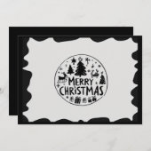 Frohe Weihnachten schwarze Flat Holiday Card (Vorne/Hinten)