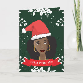 Frohe Weihnachten, Schwarze Frau mit Weihnachtsman Feiertagskarte