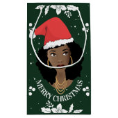 Frohe Weihnachten, Schwarze Frau mit Weihnachtsman Kleine Geschenktüte (Rückseite)