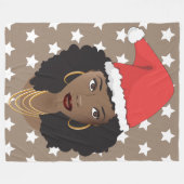 Frohe Weihnachten, schwarze Frau, rote Weihnachtsm Fleecedecke (Vorderseite (Horizontal))