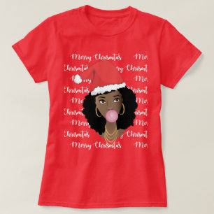 Frohe Weihnachten, Schwarze Frau, Rote Weihnachtsm T-Shirt