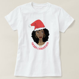 Frohe Weihnachten, schwarze Frau, rote Weihnachtsm T-Shirt