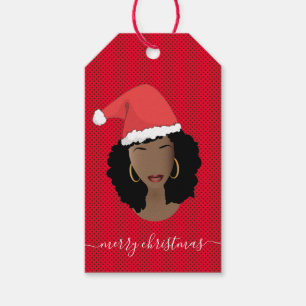 Frohe Weihnachten, Schwarze Frau, Weihnachtsmannmü Geschenkanhänger