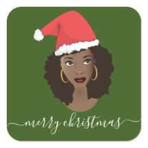 Frohe Weihnachten, Schwarze Frau, Weihnachtsmannmü