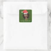 Frohe Weihnachten, Schwarze Frau, Weihnachtsmannmü Quadratischer Aufkleber (Tasche)