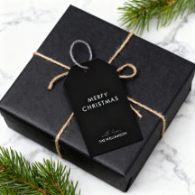 Frohe Weihnachten Schwarze Geschenkanhänger mit in