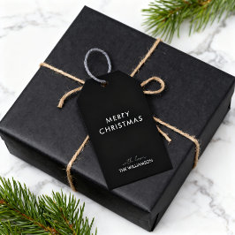 Frohe Weihnachten Schwarze Geschenkanhänger mit in