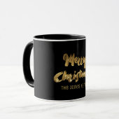 Frohe Weihnachten Schwarze Gold Text Typografie El Tasse (Vorderseite Links)