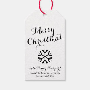 Frohe Weihnachten schwarze Kalligrafie-Schneeflock Geschenkanhänger
