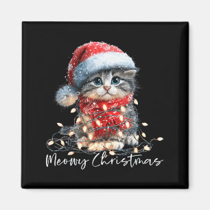 Frohe Weihnachten Schwarze Katze Lichter Weihnacht Magnet