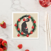 Frohe Weihnachten, schwarze Katze Serviette (Beispiel)