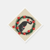 Frohe Weihnachten, schwarze Katze Serviette (Ecke)