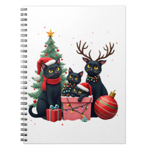 Frohe Weihnachten Schwarze Katzen spielen Weihnach Notizblock