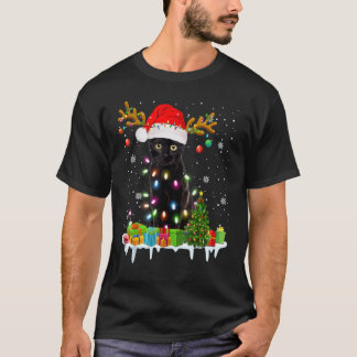 Frohe Weihnachten schwarze Katzen Weihnachtsmann W T-Shirt