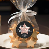 Frohe Weihnachten Schwarze Rose Gold Star Runder Aufkleber