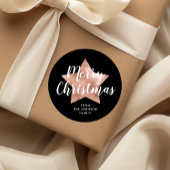 Frohe Weihnachten Schwarze Rose Gold Star Runder Aufkleber