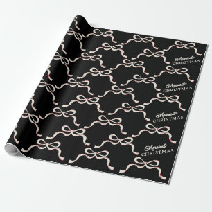 Frohe Weihnachten Schwarze Schleifen modern Geschenkpapier